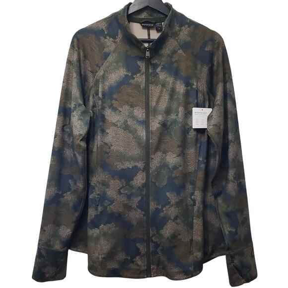 NWT ATHLETA Salutation Jacket Blue Green Camo Print Women's Size 1X - Picture 1 of 11